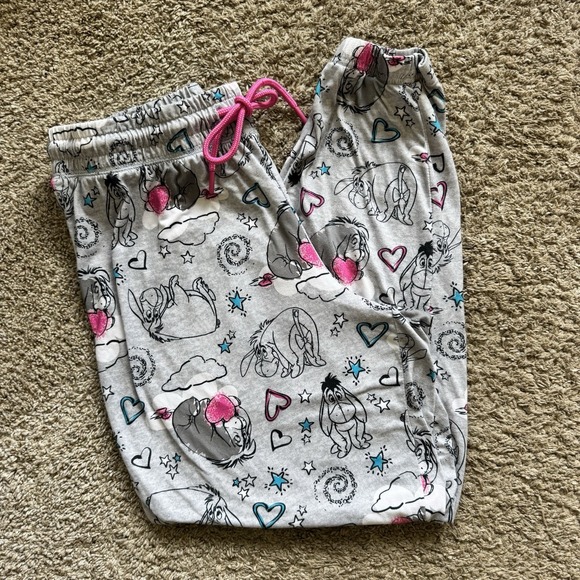 Disney Other - DISNEY Gray Print Eeyore Sleep Pants Pink~ SIZE L (12/14) ~ Super Soft & Snuggly